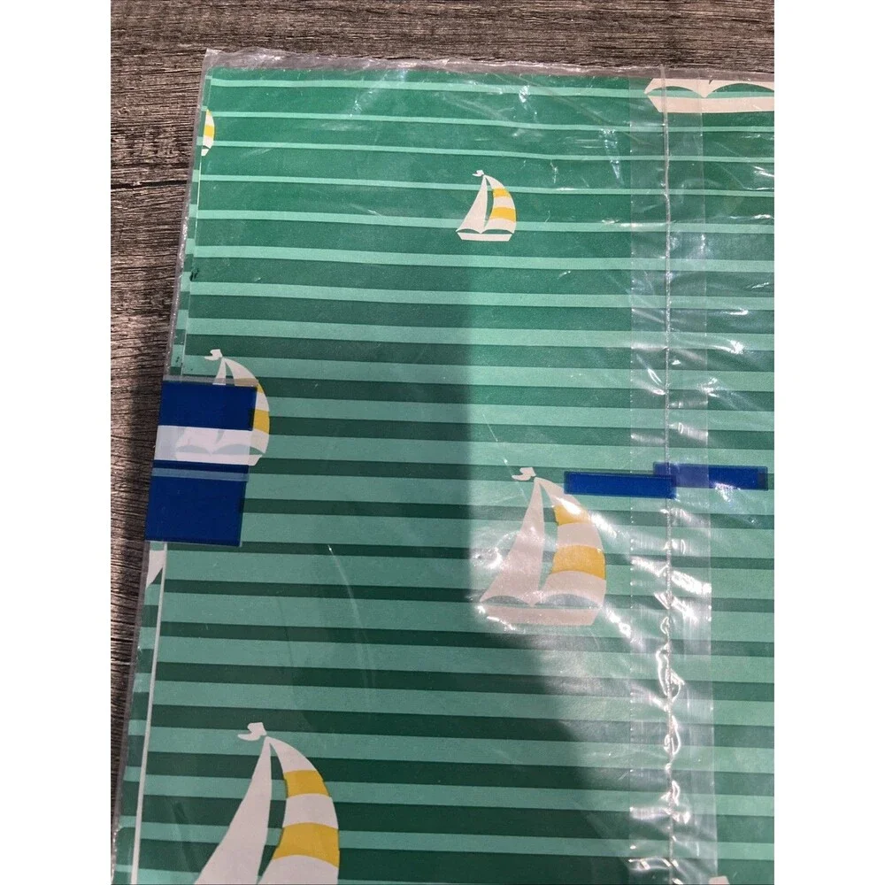 Vintage︱BOATS︱Gift Wrap︱CLEO︱2 Sheets 8.3 sq ft︱Green Boating Theme︱New in Pkg